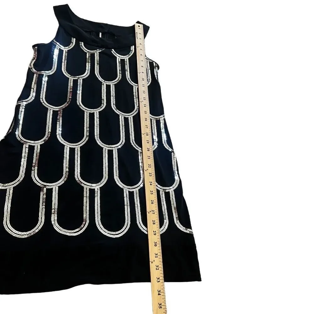 Black Sequined Cocktail Dress. Sleeveless. Size 4. Great Condition!